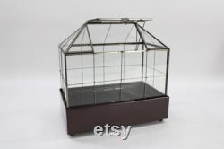 Indoor Greenhouse, Tabletop Metal and Glass Greenhouse, Planter, Terrarium, Glass Roof House, Vintage Metal Glass Greenhouse, Free USA Ship