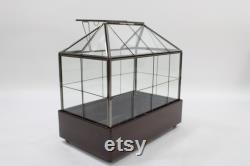 Indoor Greenhouse, Tabletop Metal and Glass Greenhouse, Planter, Terrarium, Glass Roof House, Vintage Metal Glass Greenhouse, Free USA Ship