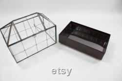 Indoor Greenhouse, Tabletop Metal and Glass Greenhouse, Planter, Terrarium, Glass Roof House, Vintage Metal Glass Greenhouse, Free USA Ship