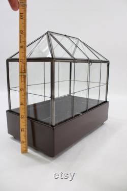 Indoor Greenhouse, Tabletop Metal and Glass Greenhouse, Planter, Terrarium, Glass Roof House, Vintage Metal Glass Greenhouse, Free USA Ship