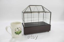 Indoor Greenhouse, Tabletop Metal and Glass Greenhouse, Planter, Terrarium, Glass Roof House, Vintage Metal Glass Greenhouse, Free USA Ship