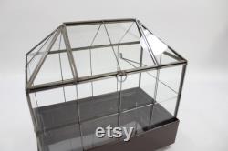 Indoor Greenhouse, Tabletop Metal and Glass Greenhouse, Planter, Terrarium, Glass Roof House, Vintage Metal Glass Greenhouse, Free USA Ship