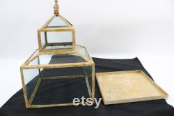 Indoor Greenhouse, Tabletop Metal and Glass Greenhouse, Planter, Terrarium, Glass Roof House, Vintage Metal Glass Greenhouse, Free USA Ship