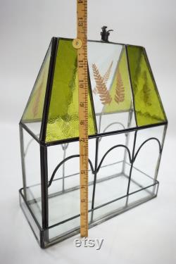 Indoor Greenhouse, Tabletop Metal and Glass Greenhouse, Planter, Terrarium, Some Flaws, Narrow Stained Glass Greenhouse, Free USA Ship