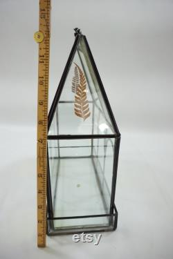 Indoor Greenhouse, Tabletop Metal and Glass Greenhouse, Planter, Terrarium, Some Flaws, Narrow Stained Glass Greenhouse, Free USA Ship