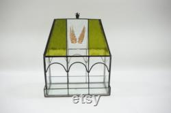 Indoor Greenhouse, Tabletop Metal and Glass Greenhouse, Planter, Terrarium, Some Flaws, Narrow Stained Glass Greenhouse, Free USA Ship