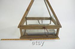 Indoor Greenhouse, Tabletop Wood and Glass Greenhouse, Planter, Terrarium, Glass Roof House, Vintage Indoor Glass Greenhouse, Free Ship