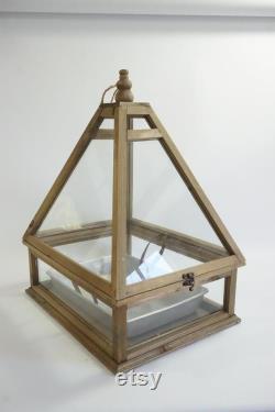 Indoor Greenhouse, Tabletop Wood and Glass Greenhouse, Planter, Terrarium, Glass Roof House, Vintage Indoor Glass Greenhouse, Free Ship