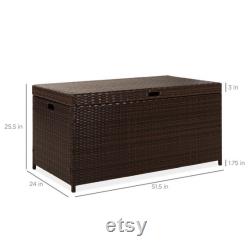 Indoor Outdoor Wicker Storage Box with Steel Frame, Lift-Up Top 136 Gallons