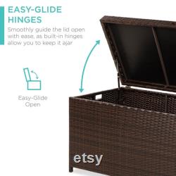 Indoor Outdoor Wicker Storage Box with Steel Frame, Lift-Up Top 136 Gallons