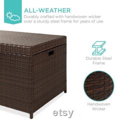 Indoor Outdoor Wicker Storage Box with Steel Frame, Lift-Up Top 136 Gallons