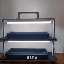 LED Grow Light Plant Stand with two Shelves and Two 10 W Full-Spectrum Light Bars for Seed Starting