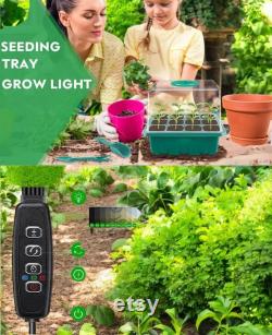 LED Nursery Pots Seed Starter Kit with Grow Light 12 Cell Germination Tray with Timer, Indoor Greenhouse Kit for Seedlings and Herbs