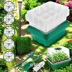 LED Nursery Pots Seed Starter Kit with Grow Light 12 Cell Germination Tray with Timer, Indoor Greenhouse Kit for Seedlings and Herbs