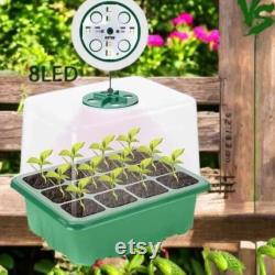 LED Nursery Pots Seed Starter Kit with Grow Light 12 Cell Germination Tray with Timer, Indoor Greenhouse Kit for Seedlings and Herbs