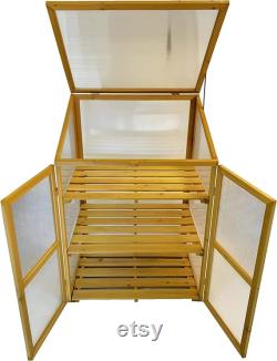 Large 3 Tier Wood Wooden Transparent Greenhouse Cold Frame Plants Flower Growth