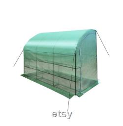 Large Walk-in Wall Greenhouse 10x5x7 H with 3 Tiers 6 Shelves Gardening (Green)