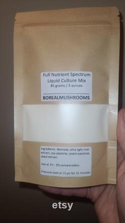 Liquid Culture Full Nutrient Spectrum Powdered Mix 85 gram 3 ounces Just add water