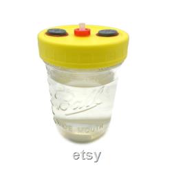 Liquid Culture Solution Jar Magnetic StirBar Wide Mouth Lid Injection Ports 1 Pint