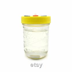 Liquid Culture Solution Jar Magnetic StirBar Wide Mouth Lid Injection Ports 1 Pint