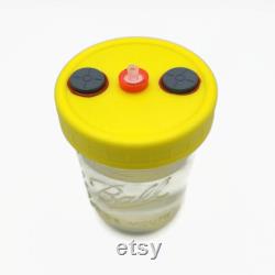 Liquid Culture Solution Jar Magnetic StirBar Wide Mouth Lid Injection Ports 1 Pint