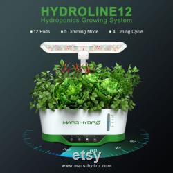 Mars Hydro 12 Pods Hydroponics Growing System with 6L Water Tank Dimmable LED Grow Light for Seeding and Clone