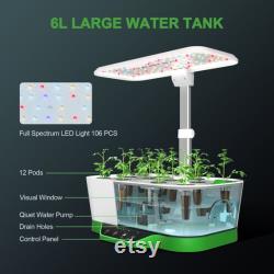 Mars Hydro 12 Pods Hydroponics Growing System with 6L Water Tank Dimmable LED Grow Light for Seeding and Clone