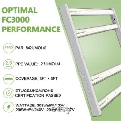 Mars Hydro FC3000 Samsung LED Grow Light 3x3ft UV IR with MeanWell Driver Full Spectrum Growing Light Daisy Chain Dimmable For Indoor Plants