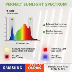 Mars Hydro FC3000 Samsung LED Grow Light 3x3ft UV IR with MeanWell Driver Full Spectrum Growing Light Daisy Chain Dimmable For Indoor Plants