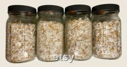Milo 'n' Whole Oats Grain Jars for Gourmet or Medicinal Mushroom Spawn, Grain to Grain Transfers, Sterile Quart Wide Mouth 8 Pack