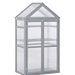 Mini Greenhouse Kit, 32 X 19 X 54 Garden Wood Cold Frame Greenhouse Planter With Adjustable Shelves, Double Doors, Grey Color