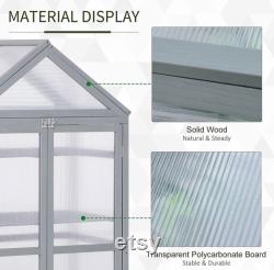 Mini Greenhouse Kit, 32 x 19 x 54 Garden Wood Cold Frame Greenhouse Planter with Adjustable Shelves, Double Doors, Grey Color