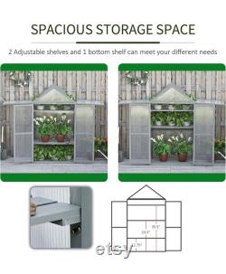 Mini Greenhouse Kit, 32 x 19 x 54 Garden Wood Cold Frame Greenhouse Planter with Adjustable Shelves, Double Doors, Grey Color