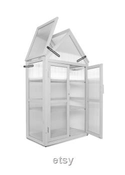 Mini Greenhouse Kit, French Gray, 3-Tier, Solid Wood Greenhouses for Outdoors, Indoor Garden.