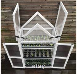 Mini Greenhouse Kit, French Gray, 3-Tier, Solid Wood Greenhouses for Outdoors, Indoor Garden.