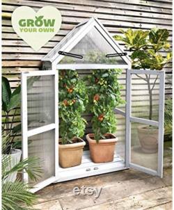 Mini Greenhouse Kit, French Gray, 3-Tier, Solid Wood Greenhouses for Outdoors, Indoor Garden.