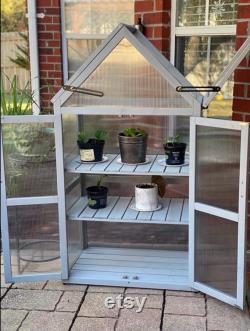 Mini Greenhouse Kit, French Gray, 3-Tier, Solid Wood Greenhouses for Outdoors, Indoor Garden.