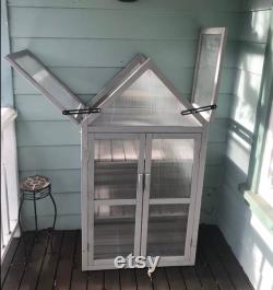 Mini Greenhouse Kit, French Gray, 3-Tier, Solid Wood Greenhouses for Outdoors, Indoor Garden.