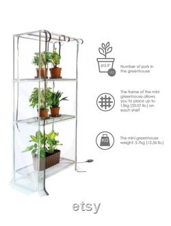 Mini greenhouse with grow light Broody XL for Indoor Plant Care, with ultra clear Silicon cover, indoor greenhouse kit,portable, Plant shelf