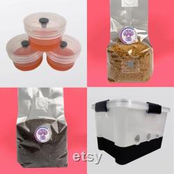 Monotub Starter Kit Bundle Monotub Grains CVG Inj Port Agar Cups Micropore Tape