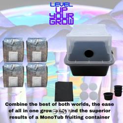 Monotub and 4 pack of 2 Pound All in One Mushroom Grow Bags