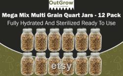 Multi-Grain Mushroom Substrate Jars 12 Pack Mega Mix Grain Spawn Out-Grow