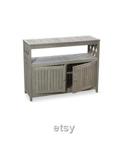 Outdoor Living Longs Peak Eucalyptus Sideboard, Storage, Driftwood Gray