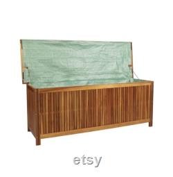 Outdoor Storage Bench Acacia Wood Garden Deck Box Storage Container Patio Backyard Furniture Decor 59 x 19.7 x 22.8 (W xD xH)