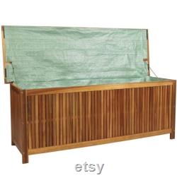 Outdoor Storage Bench Acacia Wood Garden Deck Box Storage Container Patio Backyard Furniture Decor 59 x 19.7 x 22.8 (W xD xH)