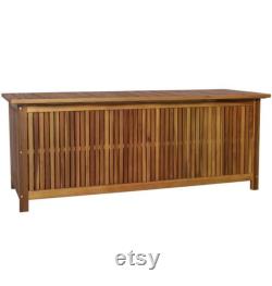 Outdoor Storage Bench Acacia Wood Garden Deck Box Storage Container Patio Backyard Furniture Decor 59 x 19.7 x 22.8 (W xD xH)