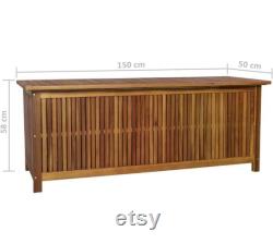 Outdoor Storage Bench Acacia Wood Garden Deck Box Storage Container Patio Backyard Furniture Decor 59 x 19.7 x 22.8 (W xD xH)