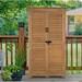 Outdoor Storage Cabinet, Garden Storage Shed, Outside Vertical Shed With Lockers, Outdoor 63 Inches Wood Tall Shed For Yard (natural)