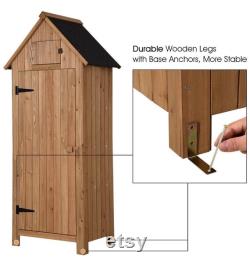 Outdoor Storage Cabinet Tool Shed Wooden Garden Shed Organizer Wooden Lockers with Fir Wood (70 ) (Natural)