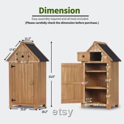 Outdoor Wood Storage Cabinet, Small Size Garden Shed with Door and Shelves, Outside Tools Cabinet for Patio (30.3 x21.5 x56 )